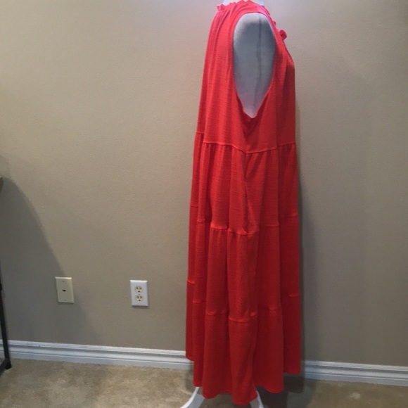 Max Studio Sleeveless Layered Hem Midi Dress Tasseled Tie and Pockets-Size 2X - Picture 8 of 13